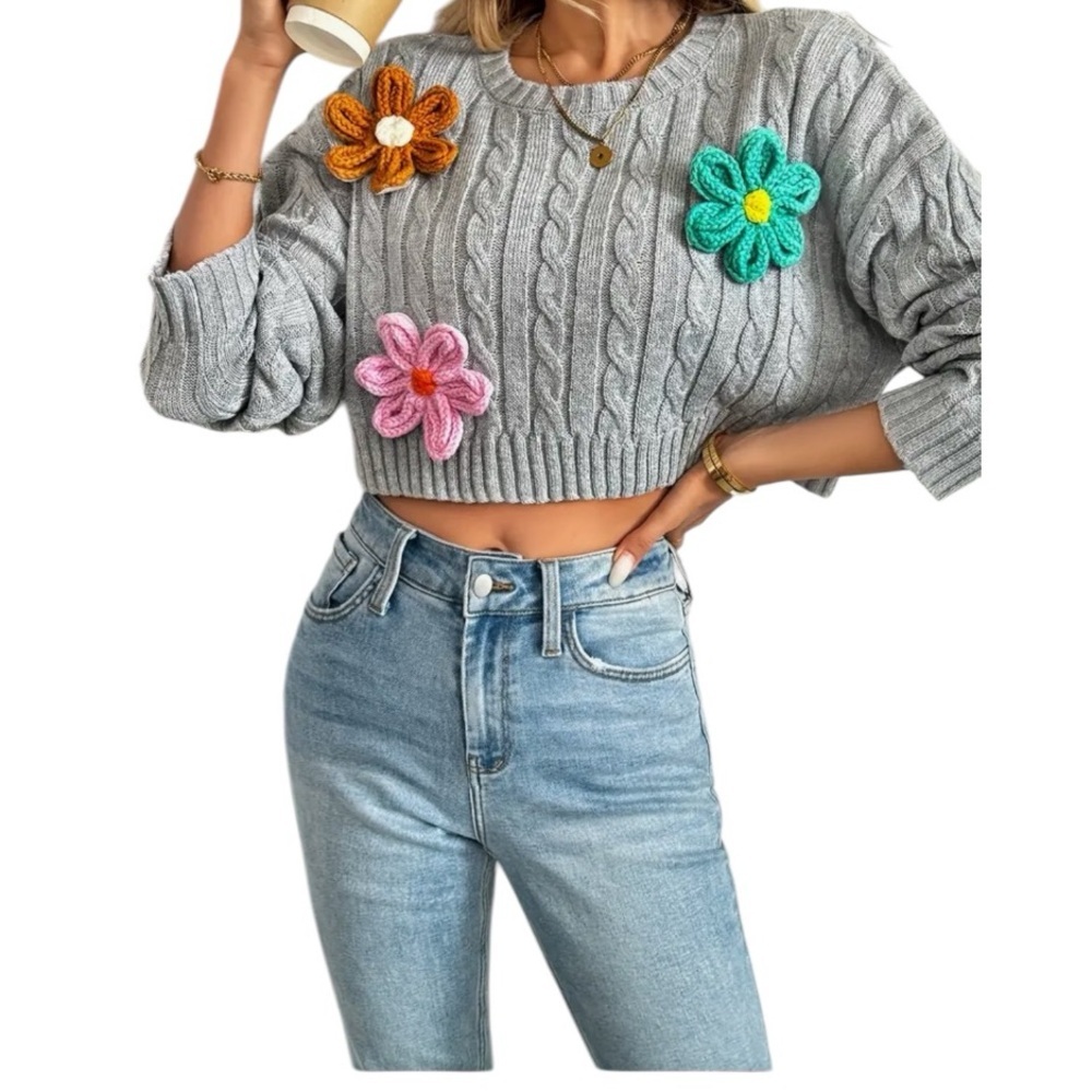 Chic Cropped Sweater for Women - Casual Solid